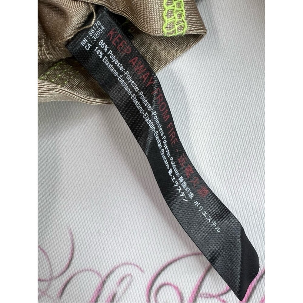 Urban Outfitters crop top Khaki Crop Tee with Neon Yellow Contrast Stitching - Picture 7 of 8